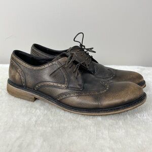 John Varvatos Distressed Brown Leather Oxfords